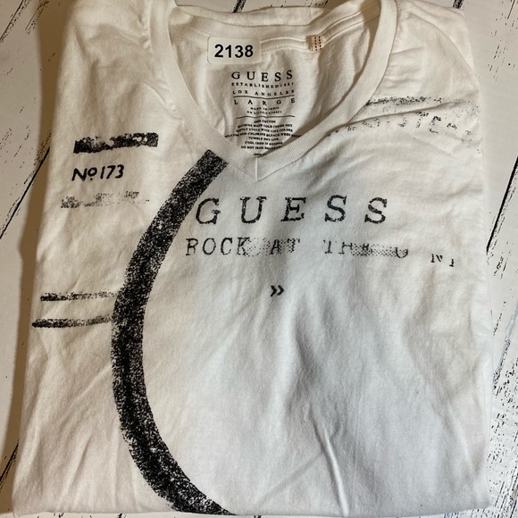 Men’s Guess V-Neck T-Shirt White
